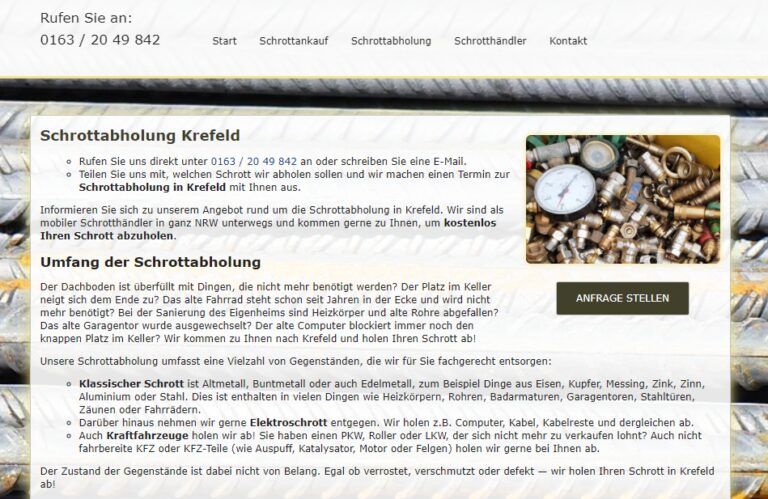 Schrottabholung Krefeld: Wir unterstützen Sie bei der Entsorgung von Altmetall